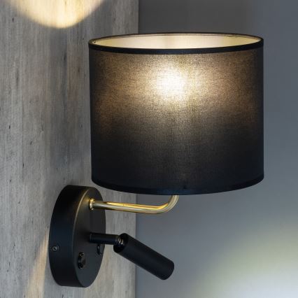 LED гъвкаво осветително тяло RICHI 1xE27/15W/230V + LED/3W/230V черно