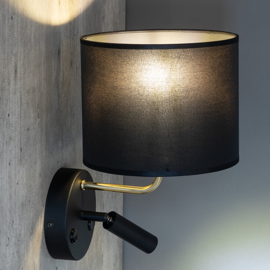 LED гъвкаво осветително тяло RICHI 1xE27/15W/230V + LED/3W/230V черно