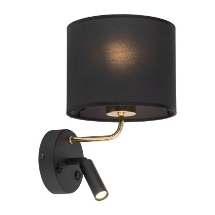 LED гъвкаво осветително тяло RICHI 1xE27/15W/230V + LED/3W/230V черно