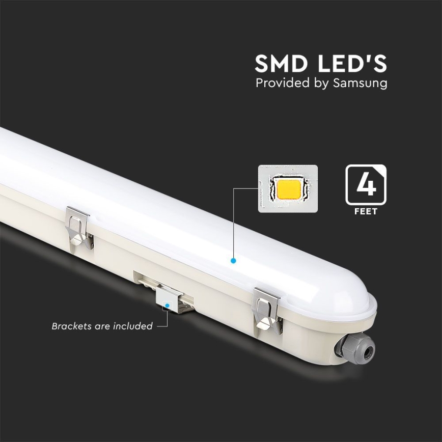 LED индустриална флуоресцентна лампа с авариен модул EMERGENCY LED/36W/230V 6500K 120 см IP65