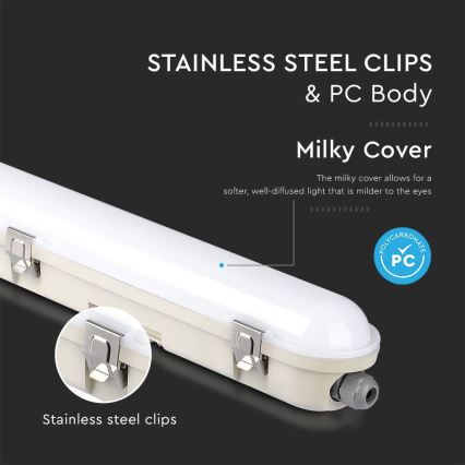 LED индустриална флуоресцентна лампа с авариен модул EMERGENCY LED/36W/230V 6500K 120 см IP65