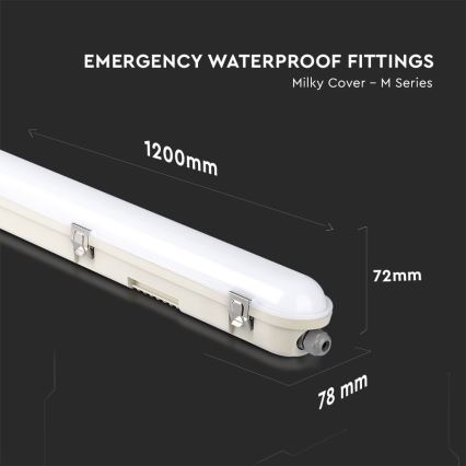 LED индустриална флуоресцентна лампа с авариен модул EMERGENCY LED/36W/230V 6500K 120 см IP65