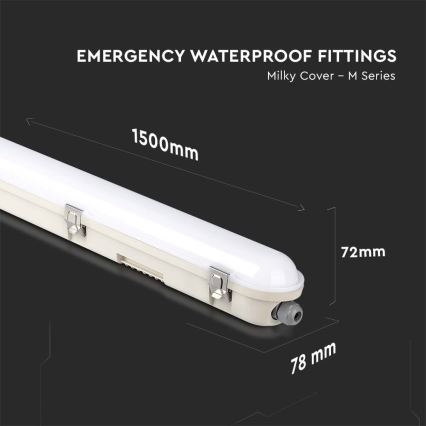 LED индустриална флуоресцентна лампа с авариен модул EMERGENCY LED/48W/230V 6500K 150 см IP65