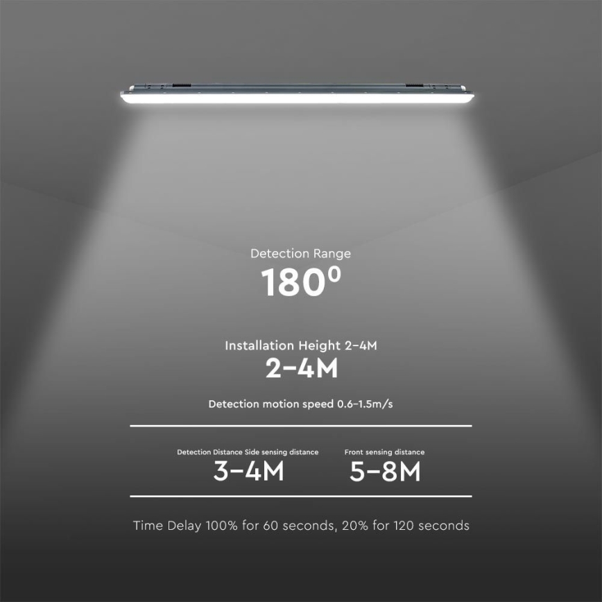 LED индустриална флуоресцентна лампа със сензор  X-SERIES LED/36W/230V 6500K 120 см IP65