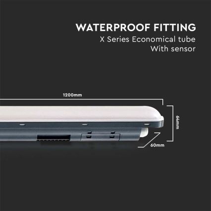LED индустриална флуоресцентна лампа със сензор  X-SERIES LED/36W/230V 6500K 120 см IP65
