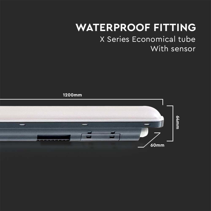 LED индустриална флуоресцентна лампа със сензор  X-SERIES LED/36W/230V 6500K 120 см IP65