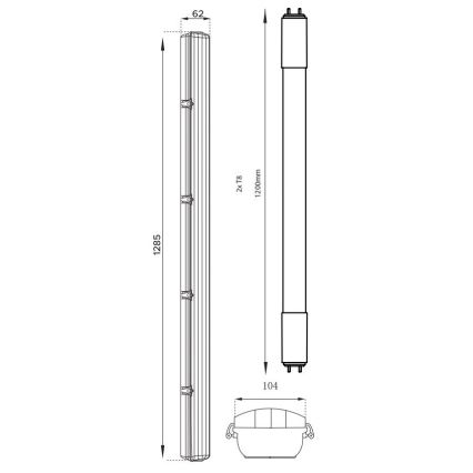 LED индустриална флуоресцентна лампа T8 2xG13/18W/230V 4000K IP65