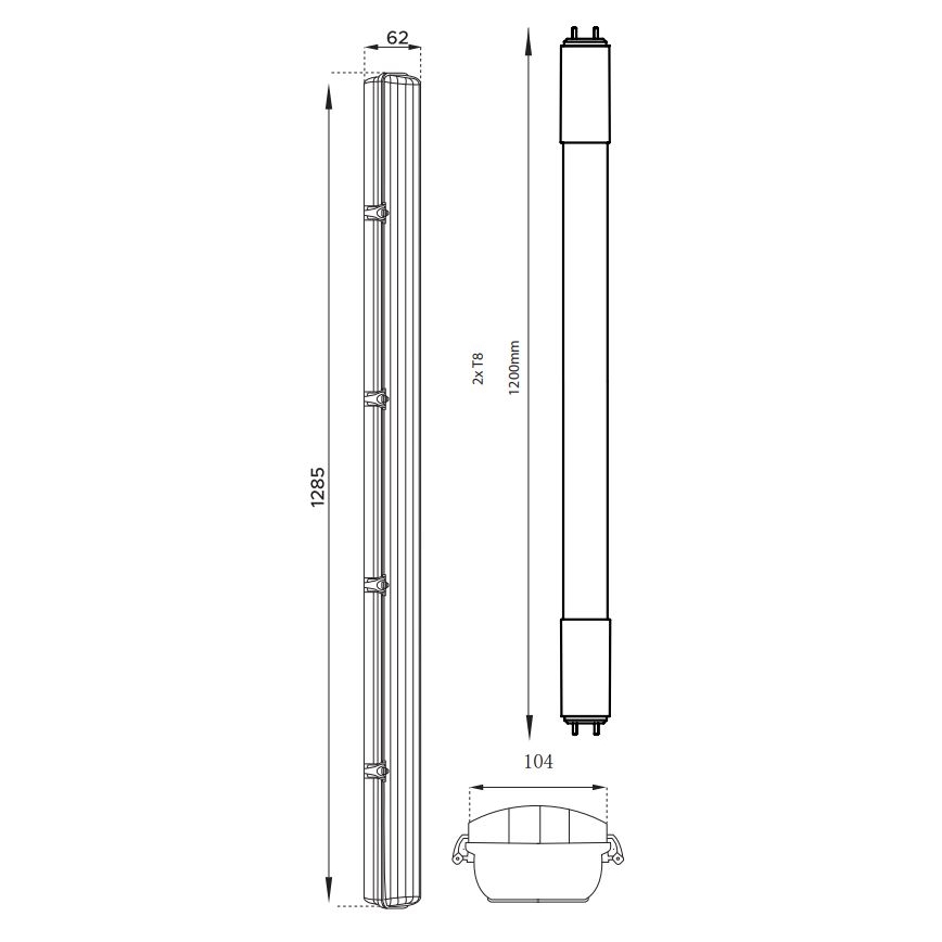 LED индустриална флуоресцентна лампа T8 2xG13/18W/230V 4000K IP65