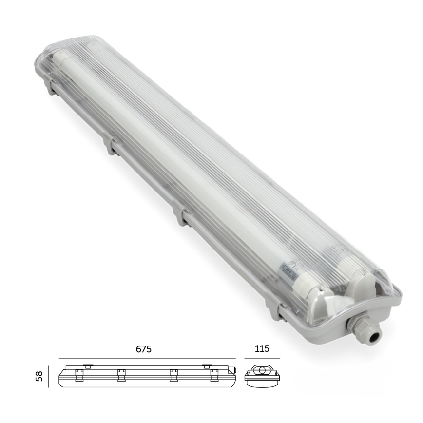 LED индустриална флуоресцентна лампа T8 2xG13/9W/230V 4000K IP65 67,5 см
