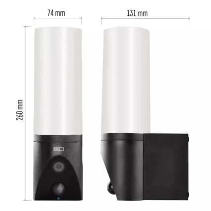 LED Умна външна камера с осветление GoSmart LED/12W/230V 3200K IP65 Wi-Fi Tuya черна