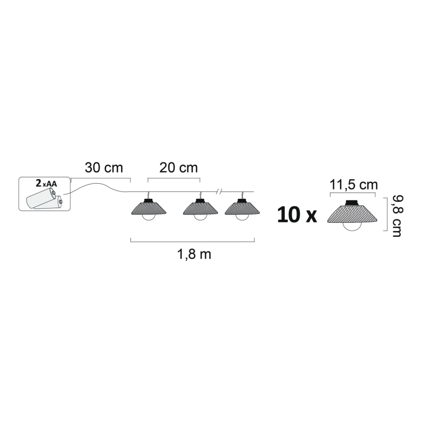 LED Лампа декорация ASTRA 10xLED/2xAA
