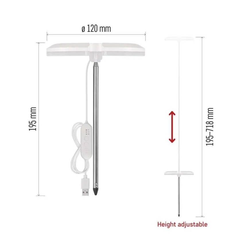 LED лампа с регулируема яркост за вътрешно отглеждане на растения GROW LED/8W/5V
