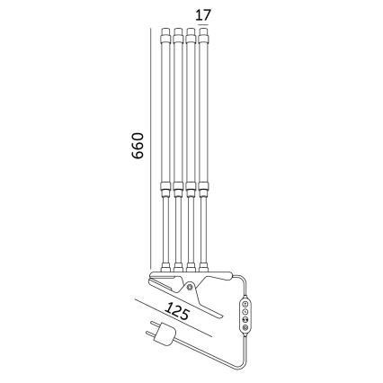 LED регулируема гъвкава настолна лампа с клипс за отглеждане на растения VITARO 4xLED/10W/230V черна
