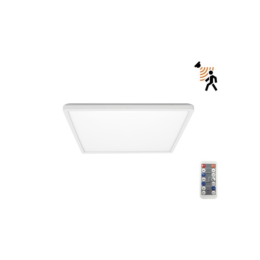 LED Лампа за баня с датчик за движение и здрач NIVERA LED/12W/230V IP54 3000/4000/6000K 22,5x22,5 см бял + дистанционно управление