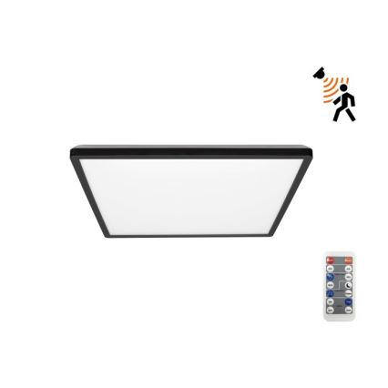 LED Лампа за баня с датчик за движение и здрач NIVERA LED/12W/230V IP54 3000/4000/6000K 22,5x22,5 см черен + дистанционно управление