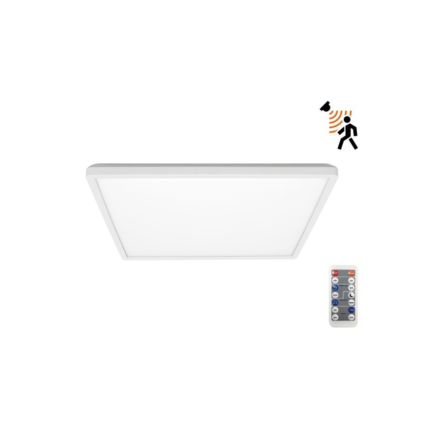 LED Лампа за баня с датчик за движение и здрач NIVERA LED/18W/230V IP54 3000/4000/6000K 30x30 см бял + дистанционно управление