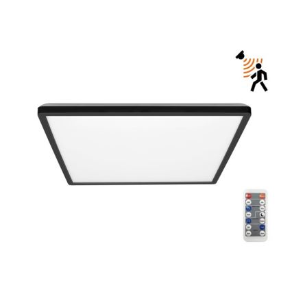 LED Лампа за баня с датчик за движение и здрач NIVERA LED/18W/230V IP54 3000/4000/6000K 30x30 см черен + дистанционно управление