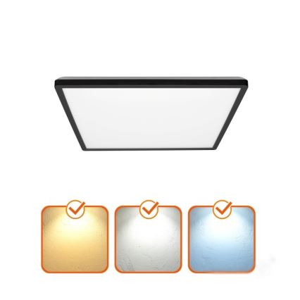 LED Лампа за баня с датчик за движение и здрач NIVERA LED/18W/230V IP54 3000/4000/6000K 30x30 см черен + дистанционно управление