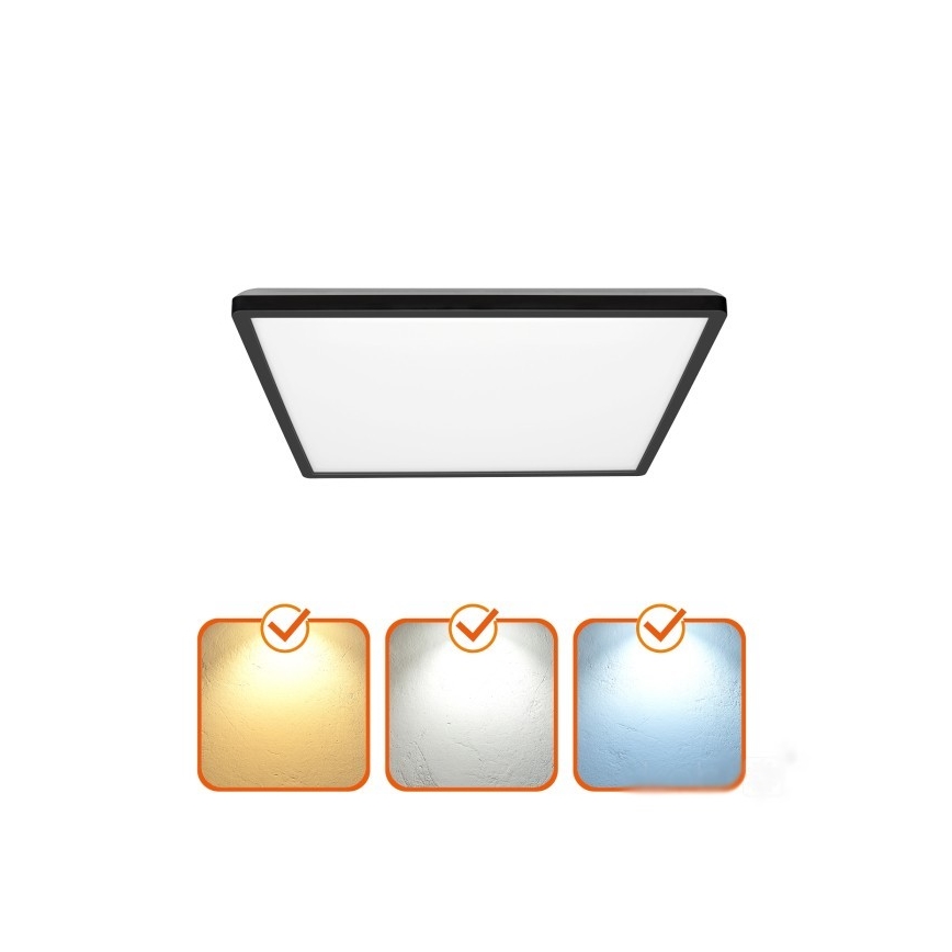 LED Лампа за баня с датчик за движение и здрач NIVERA LED/18W/230V IP54 3000/4000/6000K 30x30 см черен + дистанционно управление