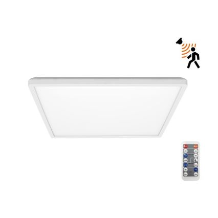 LED Лампа за баня с датчик за движение и здрач NIVERA LED/24W/230V IP54 3000/4000/6000K 30x30 см бял + дистанционно управление