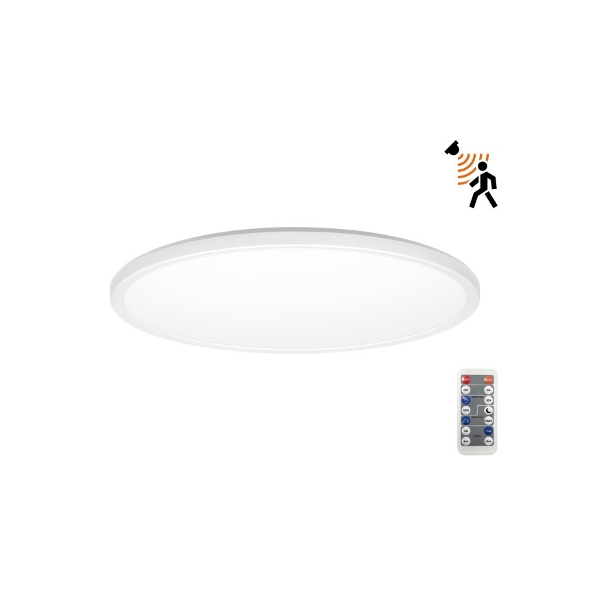 LED Лампа за баня с датчик за движение и здрач NIVERA LED/24W/230V IP54 3000/4000/6000K Ø 30 см бял + дистанционно управление