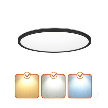 LED Лампа за баня с датчик за движение и здрач NIVERA LED/24W/230V IP54 3000/4000/6000K Ø 30 см черен + дистанционно управление