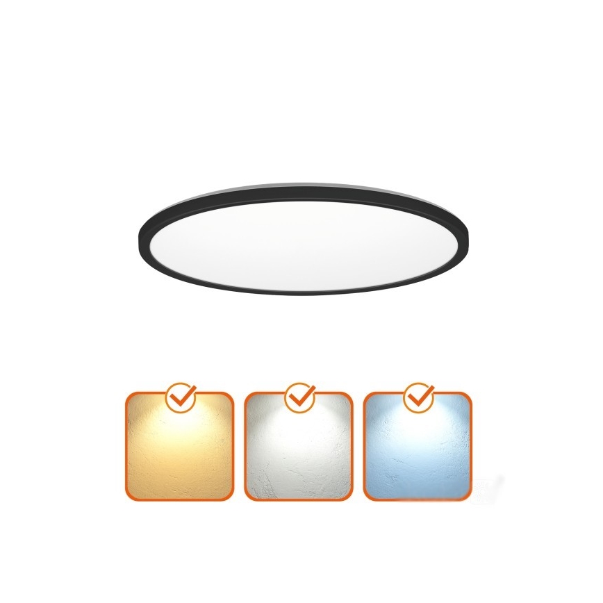 LED Лампа за баня с датчик за движение и здрач NIVERA LED/24W/230V IP54 3000/4000/6000K Ø 30 см черен + дистанционно управление