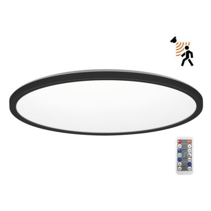 LED Лампа за баня с датчик за движение и здрач NIVERA LED/32W/230V IP54 3000/4000/6000K Ø 42 см черен + дистанционно управление