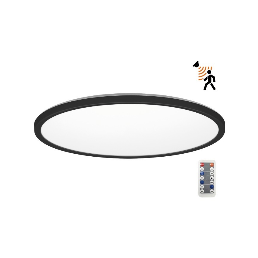 LED Лампа за баня с датчик за движение и здрач NIVERA LED/32W/230V IP54 3000/4000/6000K Ø 42 см черен + дистанционно управление