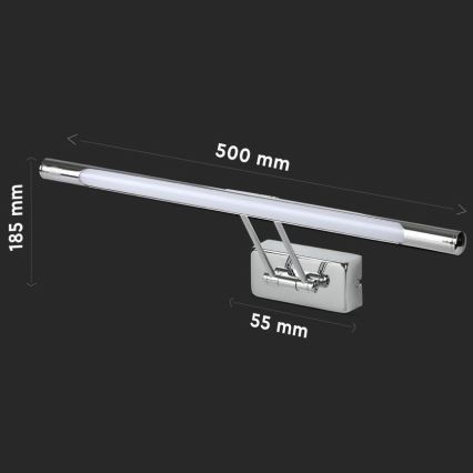 LED Лампа за огледало LED/9W/230V 3000K 50 см лъскав хром