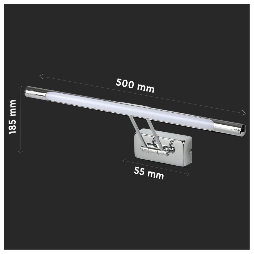 LED Лампа за огледало LED/9W/230V 3000K 50 см лъскав хром