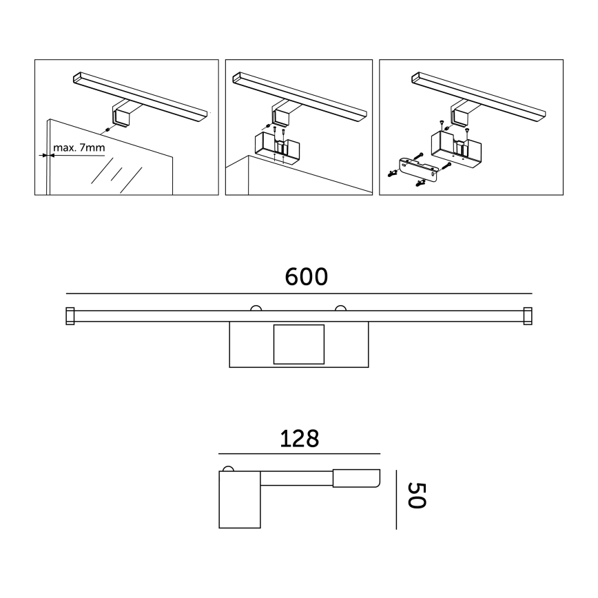 LED Лампа за огледало в баня LED/12W/230V 4000K IP44 60 см