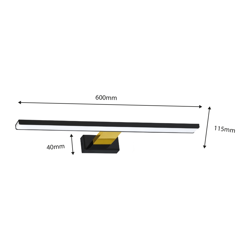 LED Лампа за огледало в баня SHINE LED/13,8W/230V IP44 черна/златиста