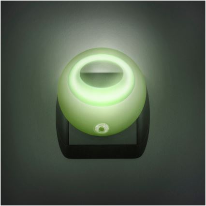 LED Лампа за ориентация за контакт със сензор LED/1W/230V зелена