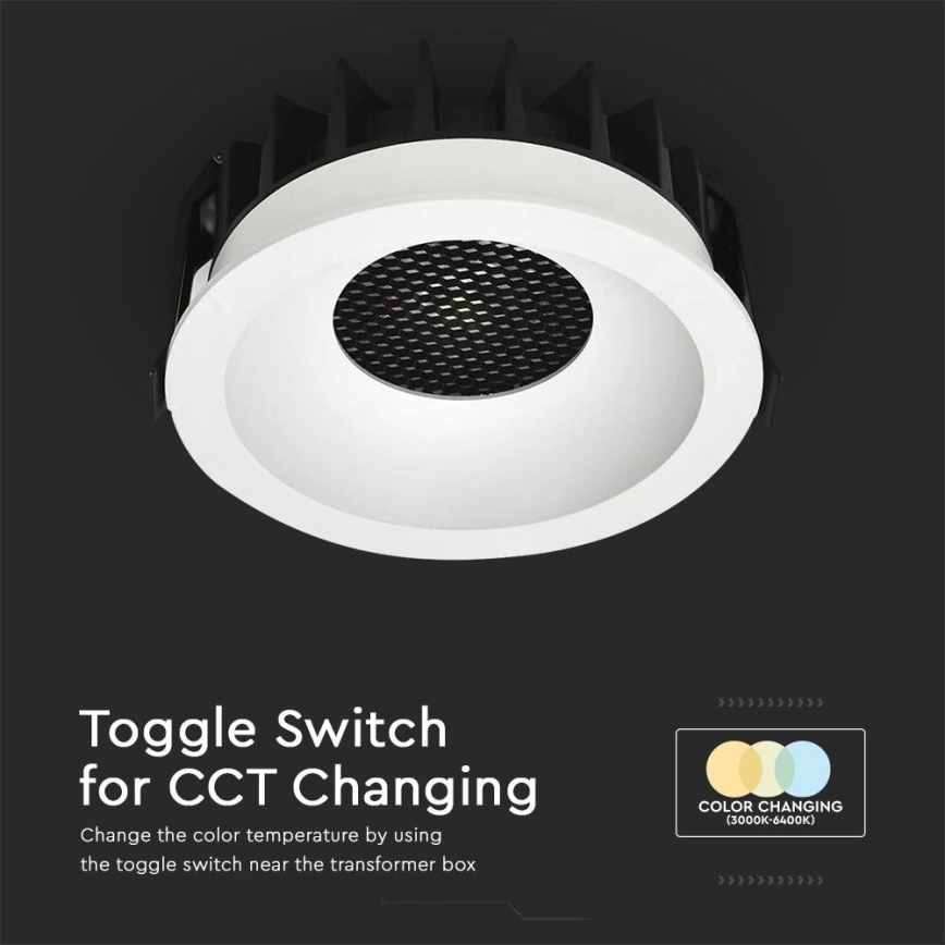 LED Лампа за окачен таван LED/12W/230V 3000/4000/6400K ø 8,6 см бял