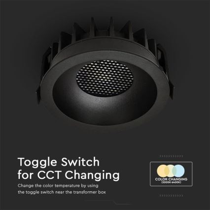LED Лампа за окачен таван LED/12W/230V 3000/4000/6400K ø 8,6 см черен