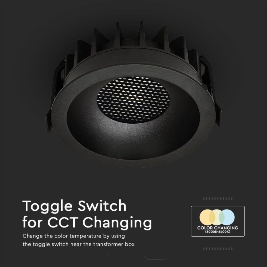 LED Лампа за окачен таван LED/12W/230V 3000/4000/6400K ø 8,6 см черен