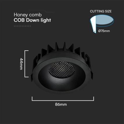 LED Лампа за окачен таван LED/12W/230V 3000/4000/6400K ø 8,6 см черен