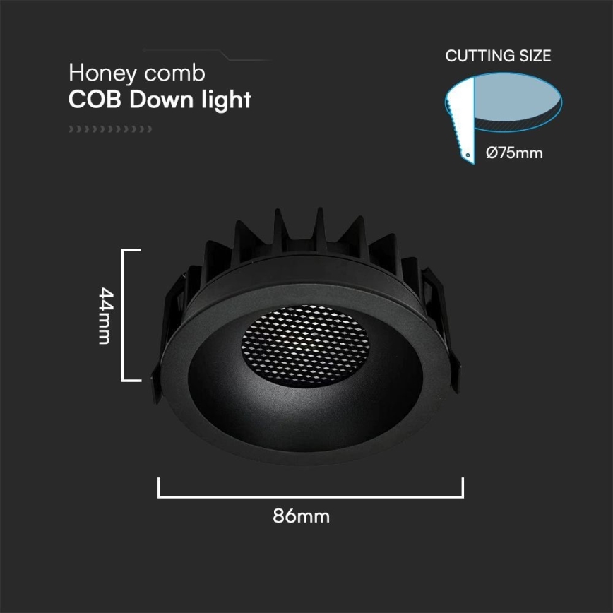 LED Лампа за окачен таван LED/12W/230V 3000/4000/6400K ø 8,6 см черен
