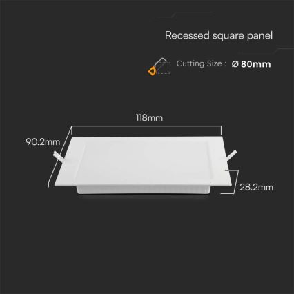 LED Лампа за окачен таван LED/3W/230V 9x9 см 3000K бял