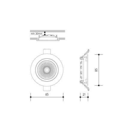 LED Лампа за окачен таван LED/6W/230V 4000K Ø 8,5 cm черен