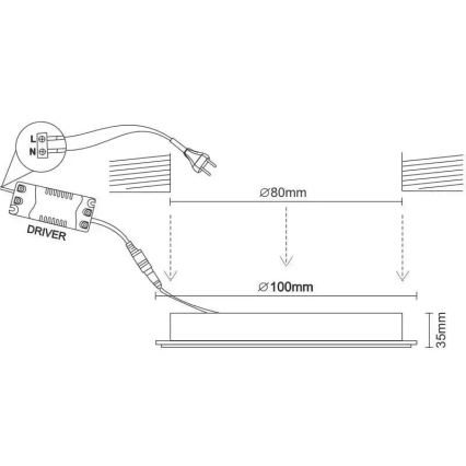 LED Лампа за окачен таван LED/7,5W/230V 4000K бял/златист