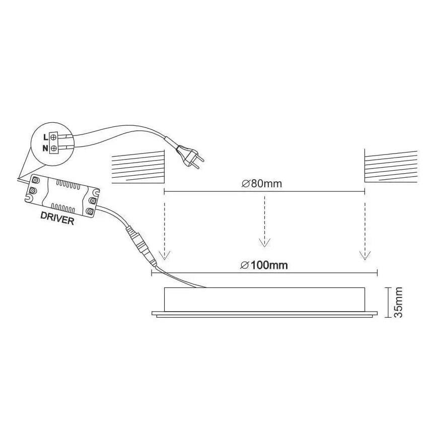 LED Лампа за окачен таван LED/7,5W/230V 4000K черен