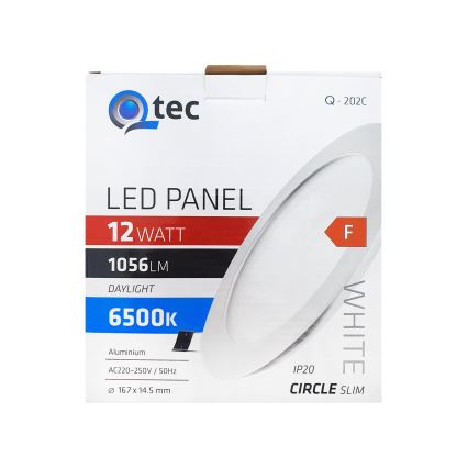 LED Лампа за окачен таван QTEC LED/12W/230V 6500K Ø 16,7 см