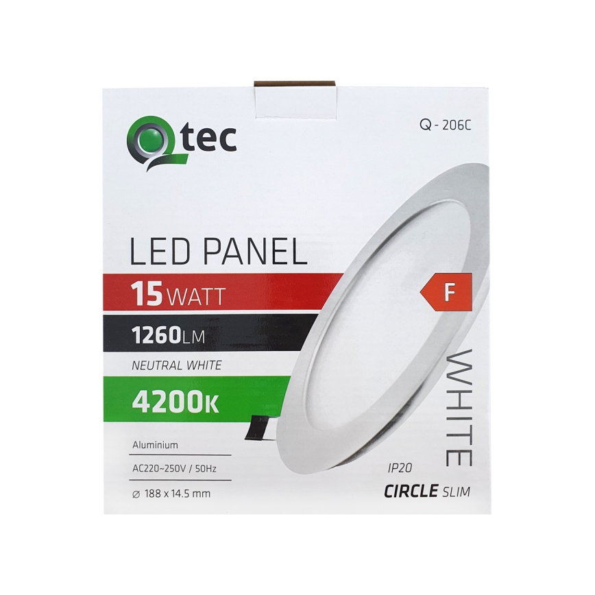 LED Лампа за окачен таван QTEC LED/15W/230V 4200K Ø 18,8 см