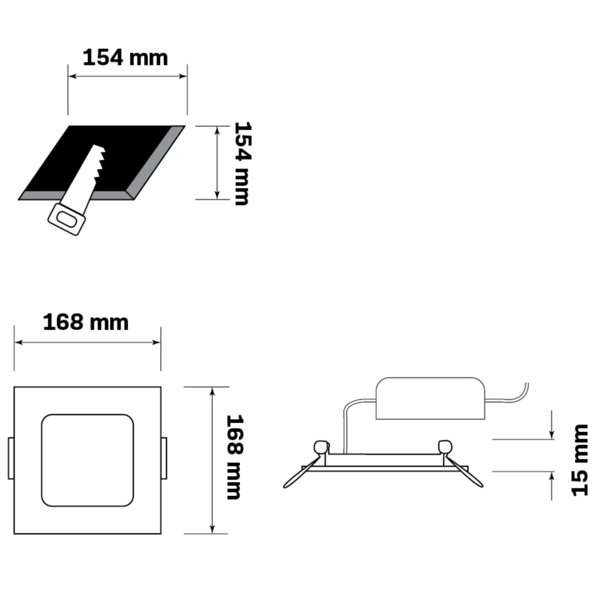 LED Лампа за окачен таван RIGEL LED/10W/230V 4000K 16,8x16,8 см черен
