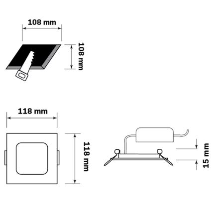 LED Лампа за окачен таван RIGEL LED/4,8W/230V 4000K 11,8x11,8 см черен