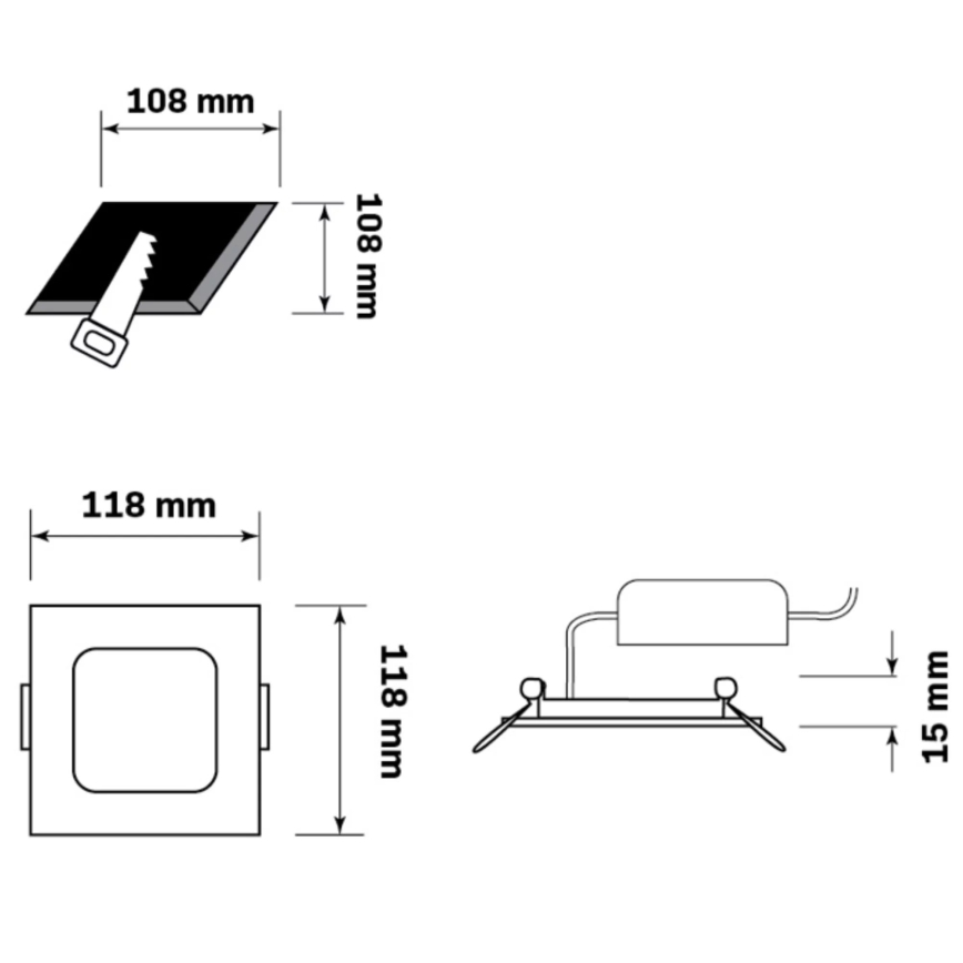 LED Лампа за окачен таван RIGEL LED/4,8W/230V 4000K 11,8x11,8 см черен