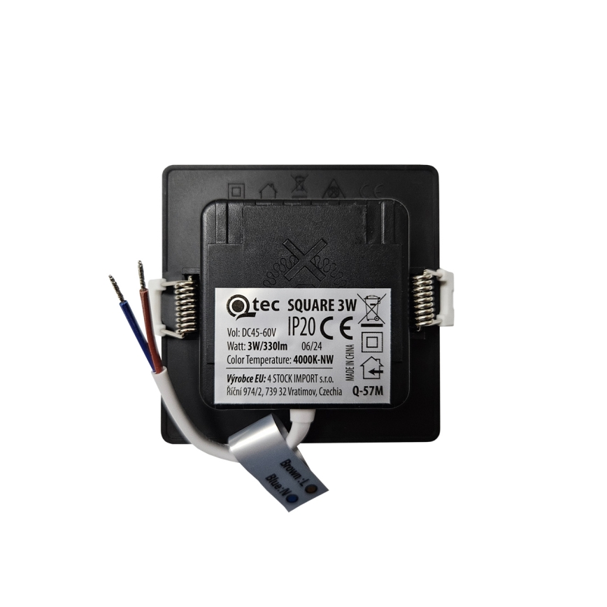 LED Лампа за окачен таван SQUARE LED/3W/230V 4000K 9x9 см черен