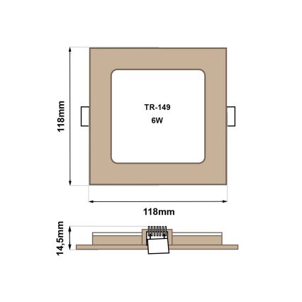 LED Лампа за окачен таван SQUARE LED/6W/230V 4200K 11,8x11,8 см кафяв